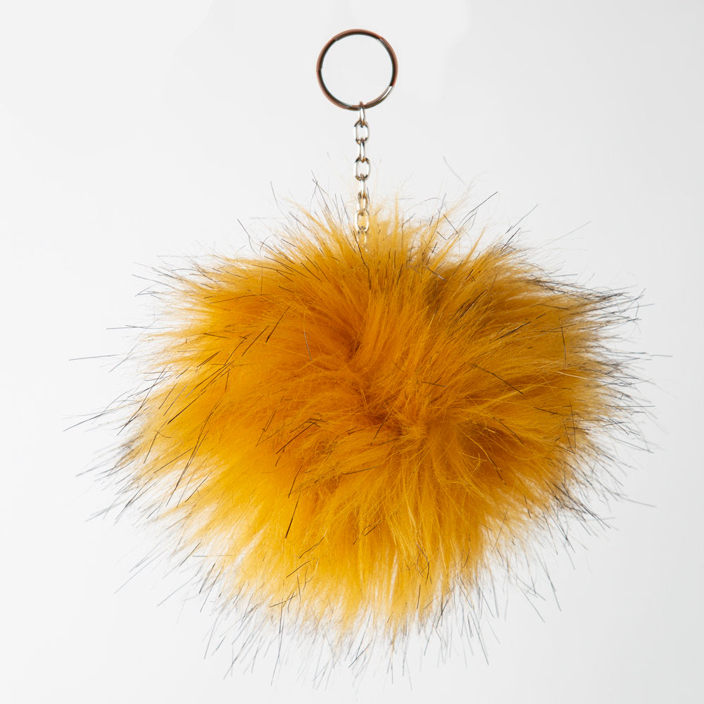 Loren Faux Fur Pom Pom, Red