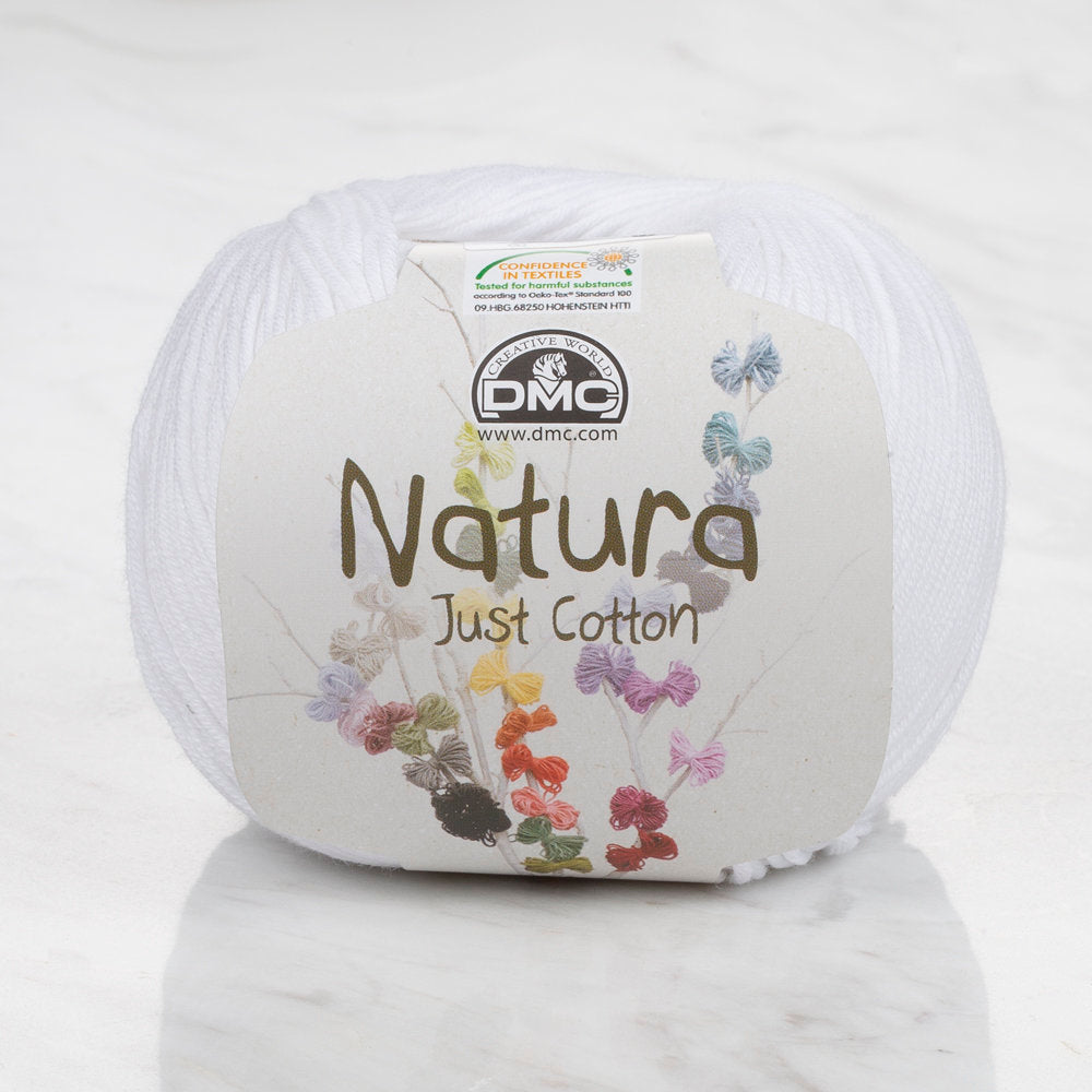DMC Natura Just Cotton Knitting Yarn, White - N01