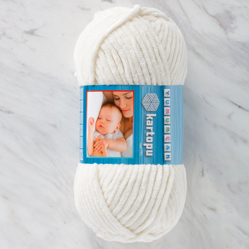 Kartopu Yumurcak Velvet Knitting Yarn, Cream - YMD0009
