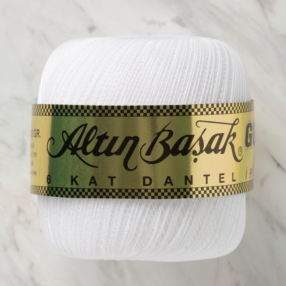 Altinbasak Gold No: 50 6 ply Lace Thread Ball, White - White