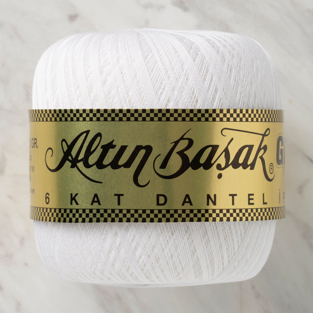 Altinbasak Gold No: 60 6 ply Lace Thead Ball, White - White