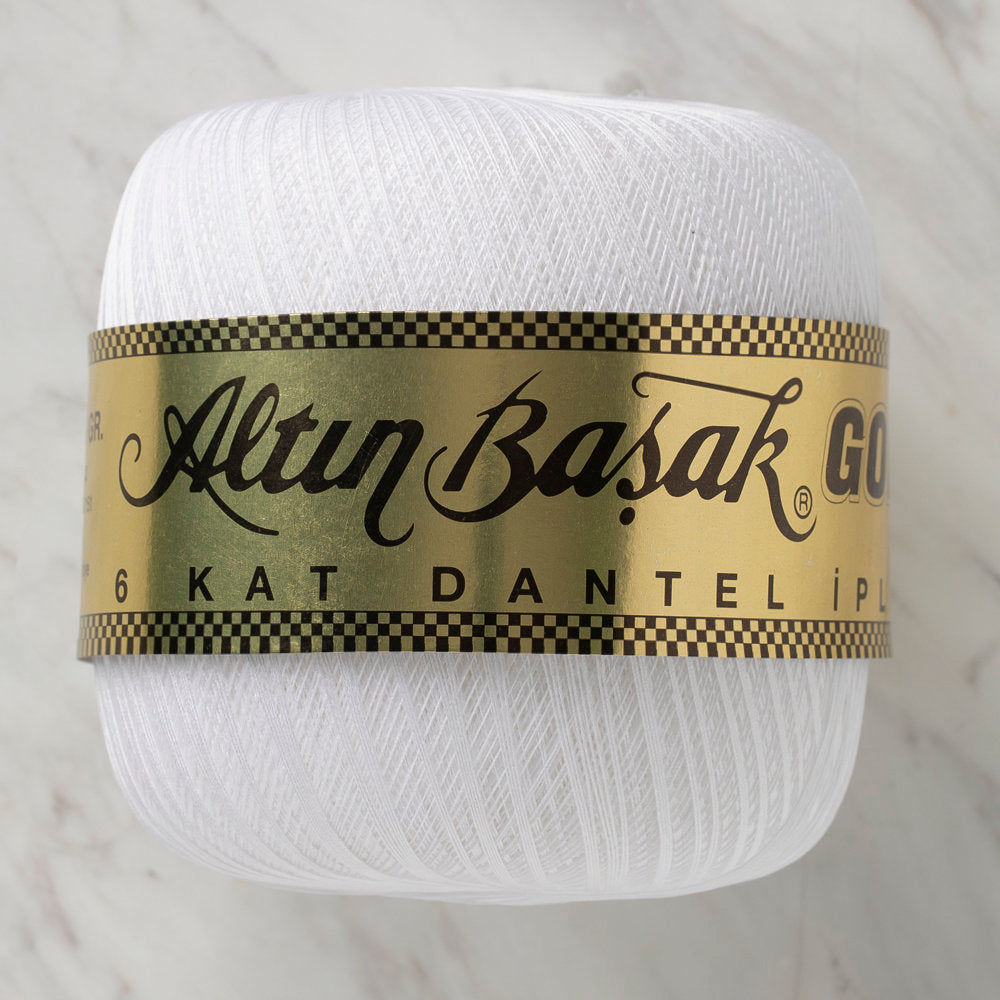 Altinbasak Gold No: 70 6 ply Lace Thead Ball, White - White