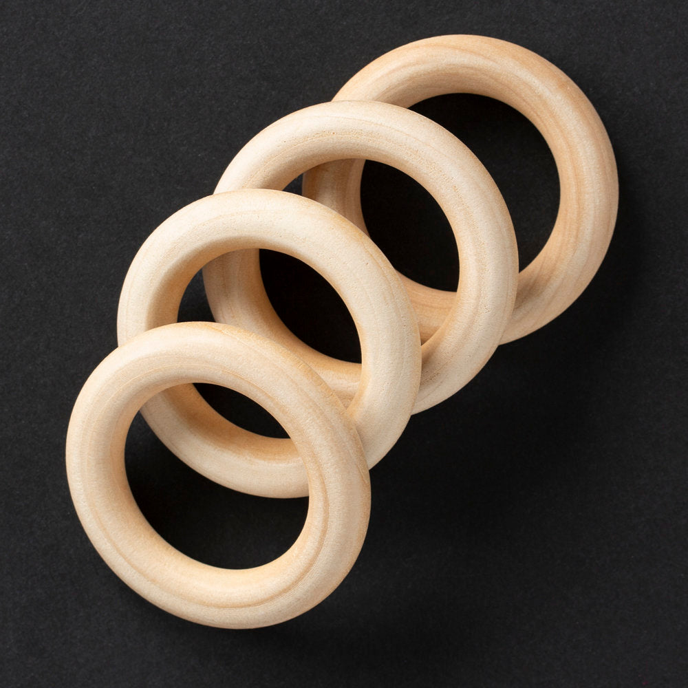 Loren 4 Pcs 5 cm Wooden Teether Ring