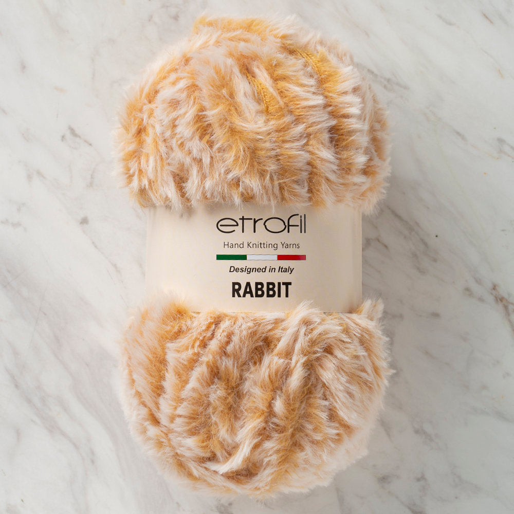 Etrofil Rabbit Fur Yarn, White/Beige - 70718