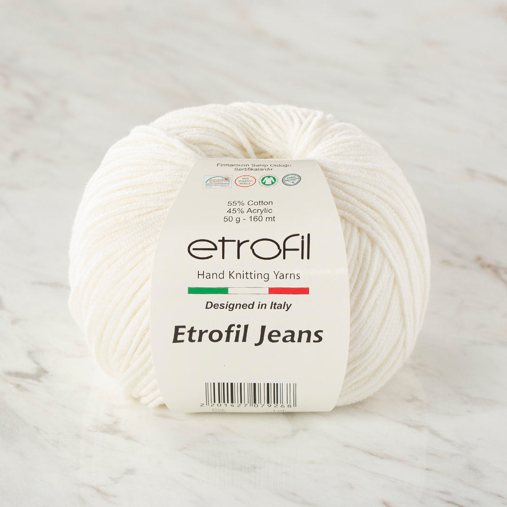 Etrofil Jeans Knitting Yarn, White - 028