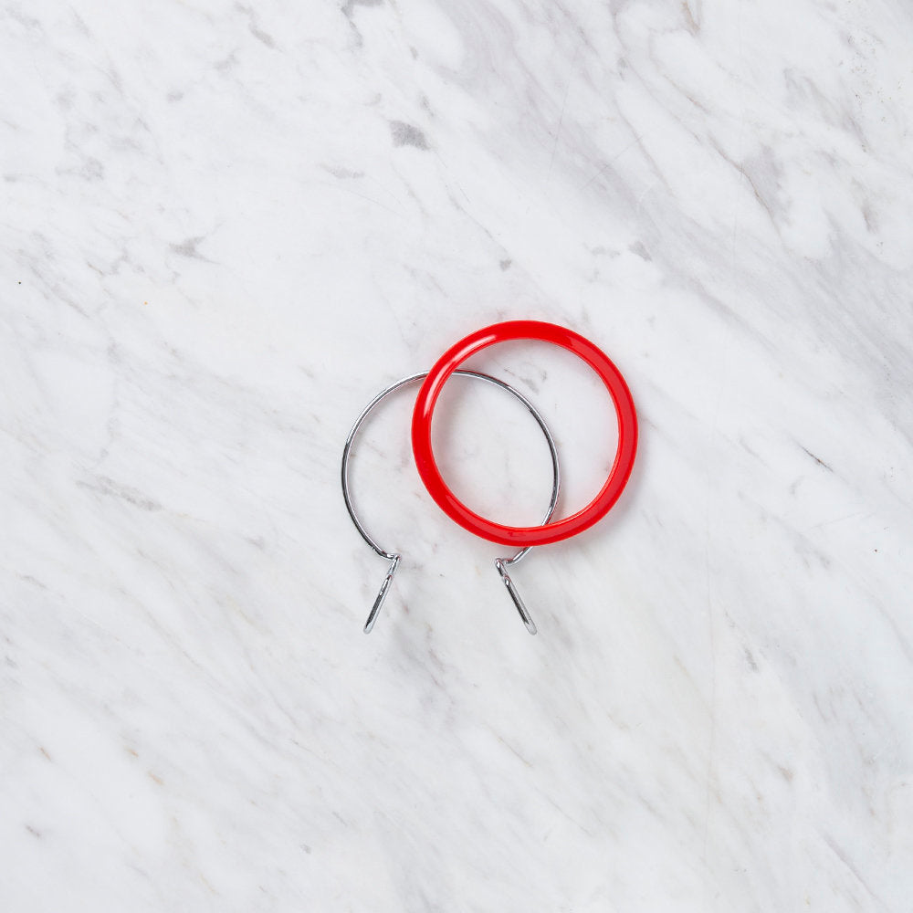 Nurge Metal Spring Tension Ring with Red Plastic Frame Embroidery Hoop, 58 mm