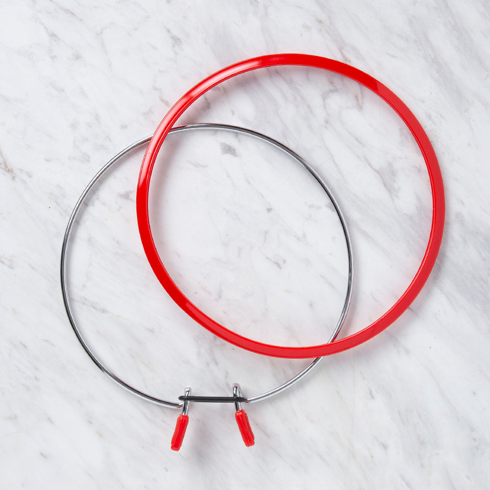 Nurge Metal Spring Tension Ring with Red Plastic Frame Embroidery Hoop, 230mm