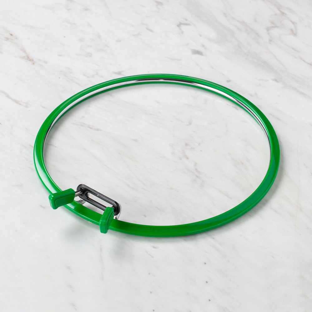 Nurge Metal Spring Tension Ring with Green Plastic Frame Embroidery Hoop, 195 mm