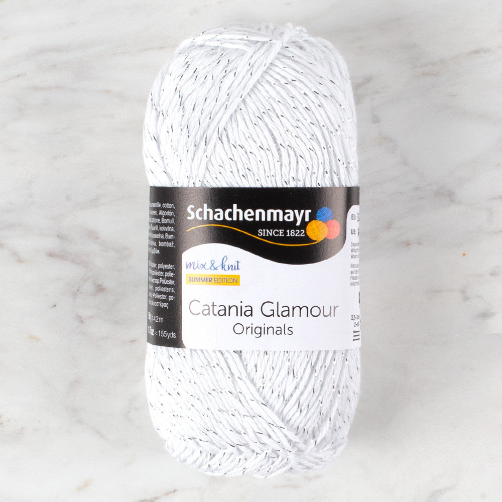 Schachenmayr Catania Glamour 50g Sparkly Yarn, White - 00101