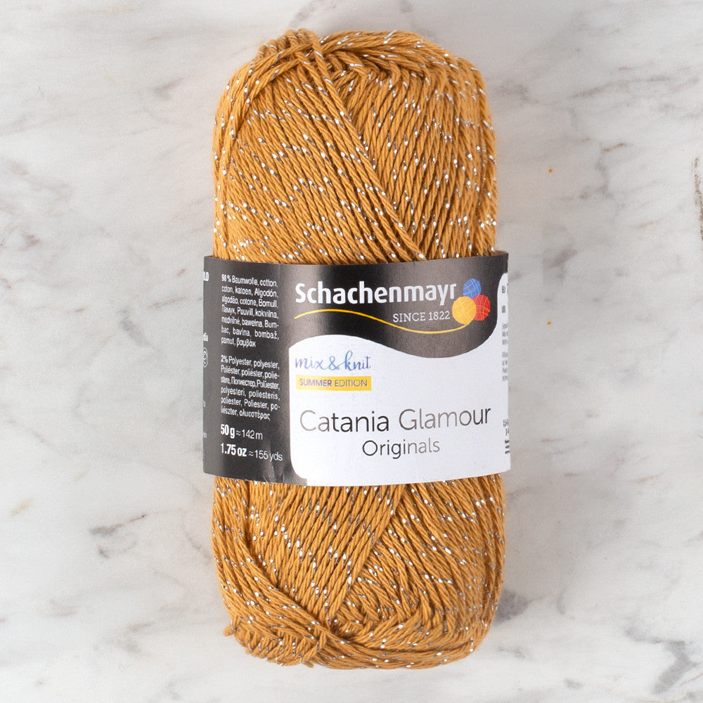 Schachenmayr Catania Glamour 50g Sparkly Yarn, Brown - 00120