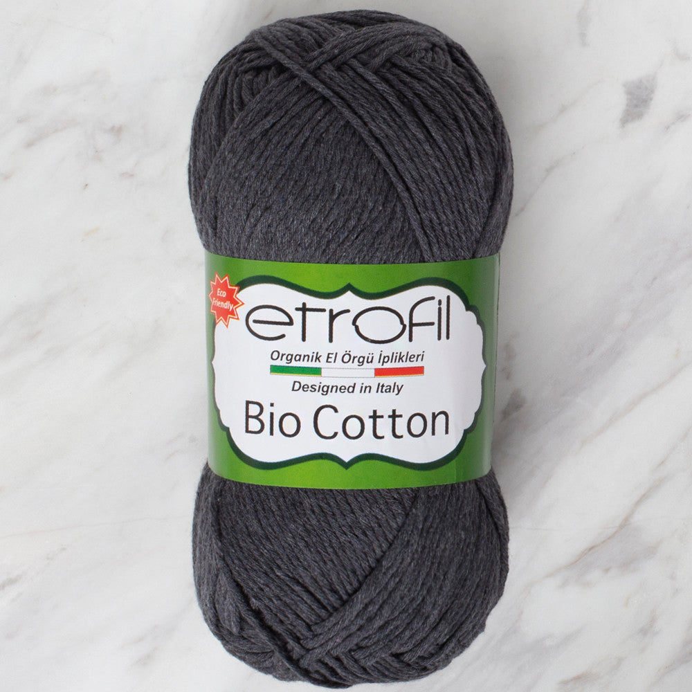 Etrofil Bio Cotton Knitting Yarn, Melange Dark Grey - 10103