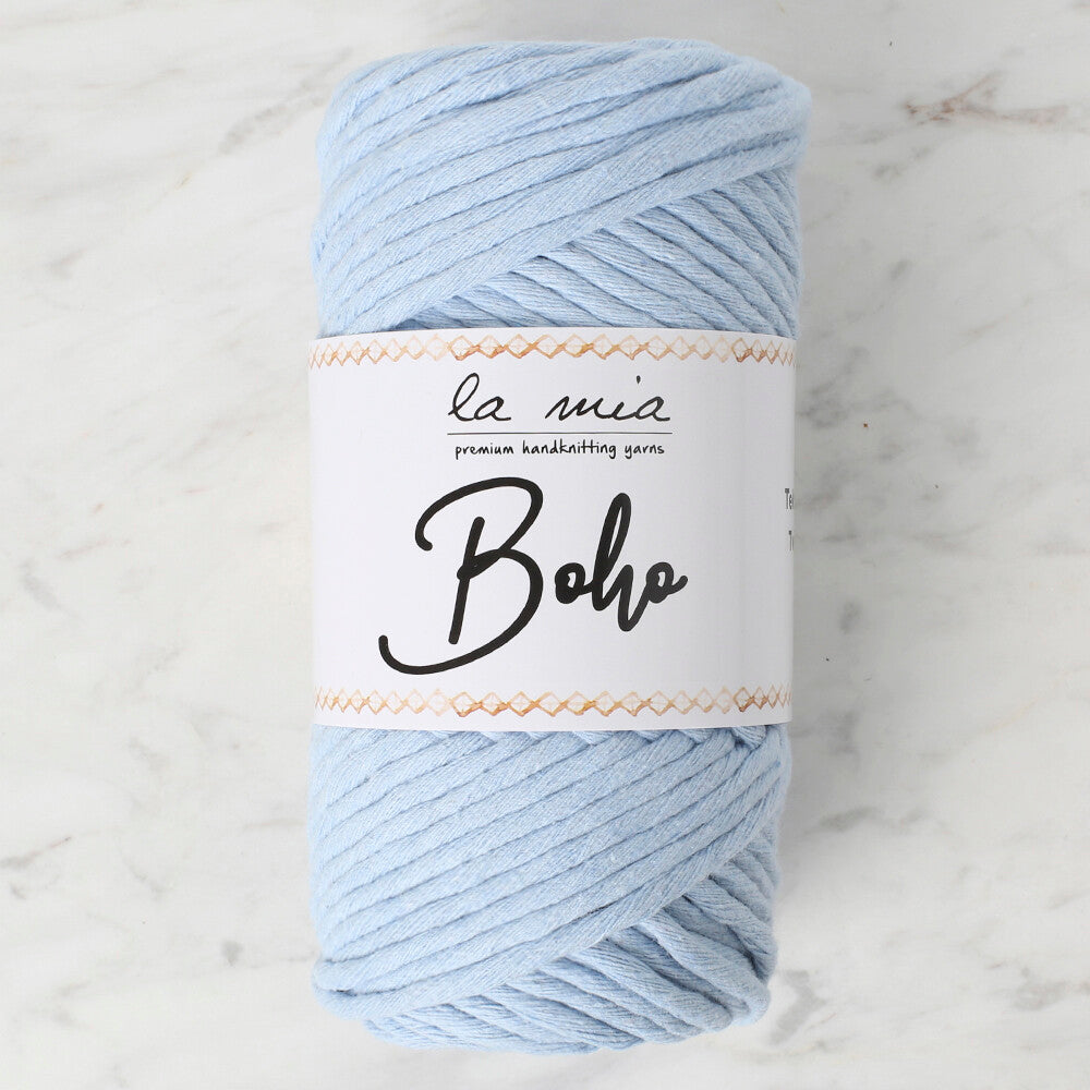 La Mia Boho Cotton Macrame Cord, Light Blue - L069