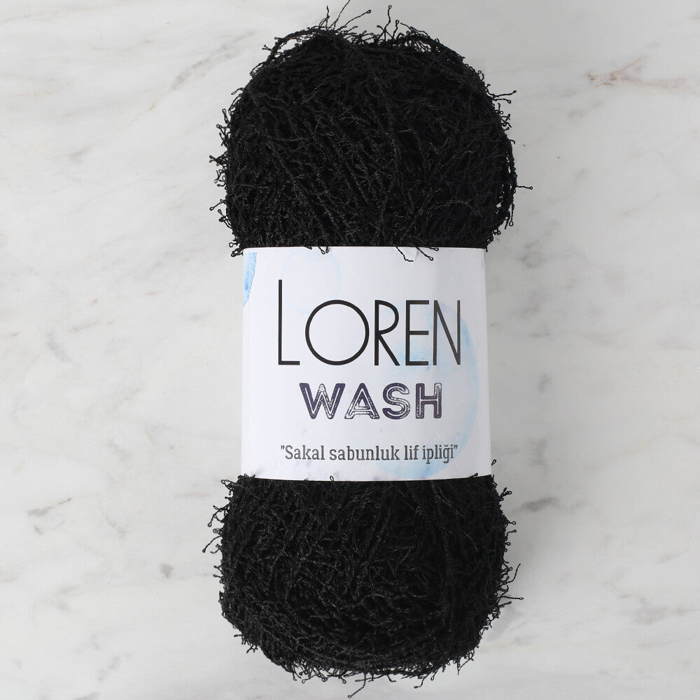 Loren Wash Knitting Yarn, Black - R004