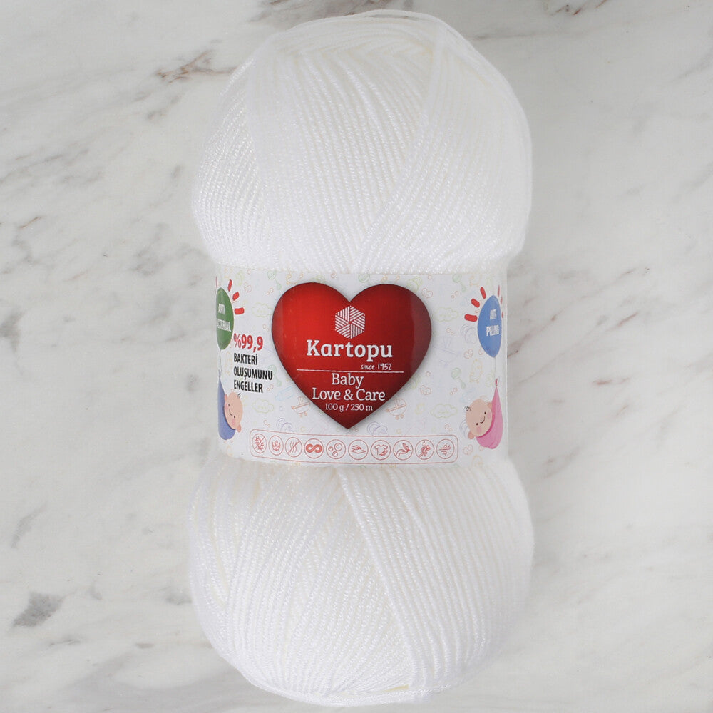 Kartopu Baby & Love Care Yarn, White - K010