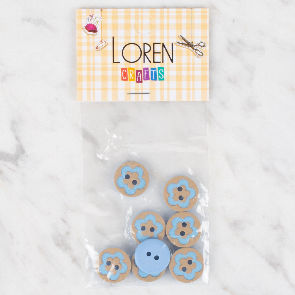 Loren Crafts 8 Pack Fish Patterned Button, Blue - 312