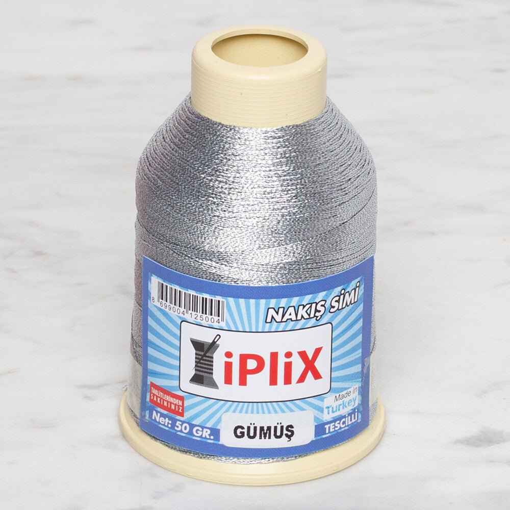 Loren İplix 50 gr Metallic Embroidery Thread, Silver