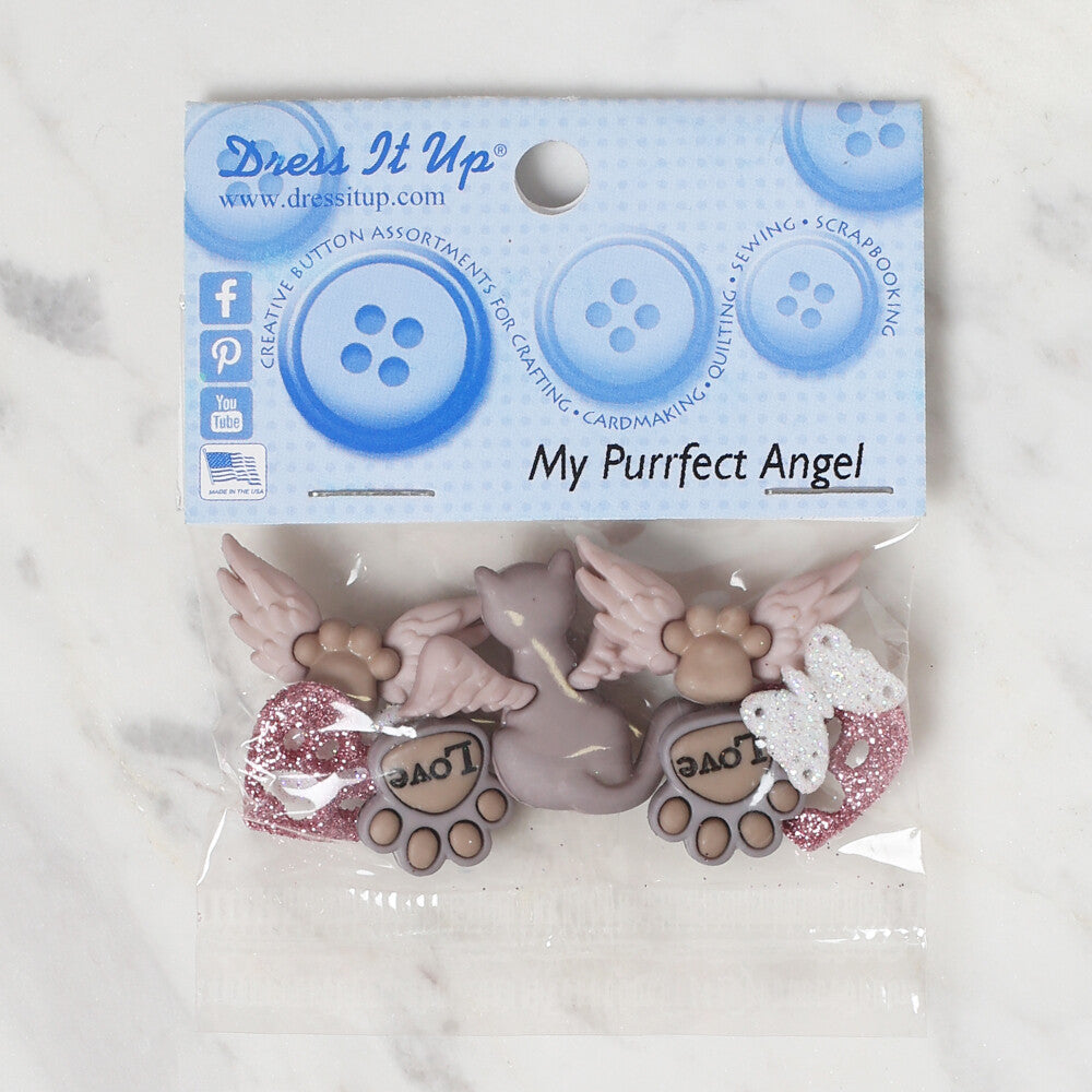 Dress It Up Creative Button Assortment, My Purrfect Angel - 9350