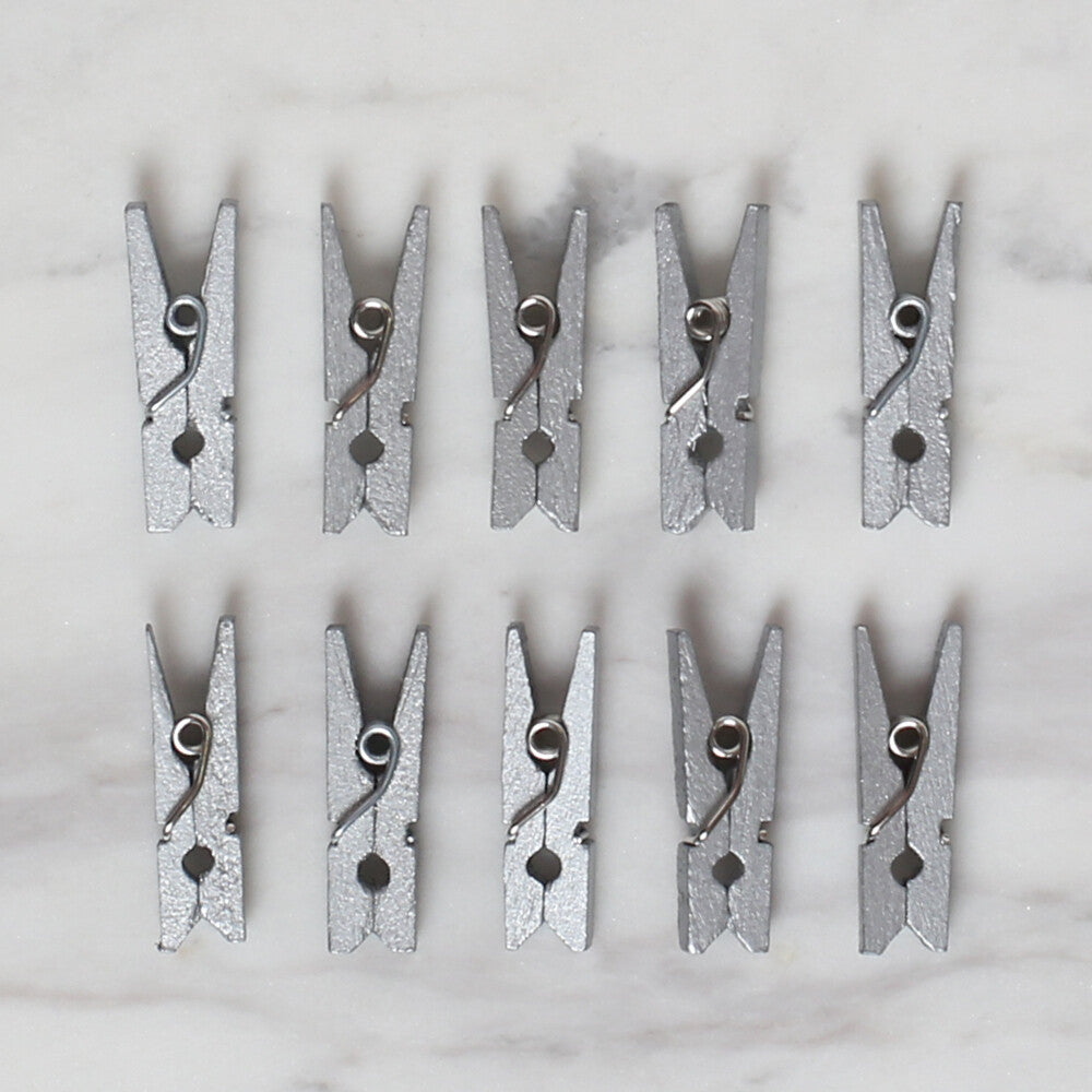 Loren Crafts 10 Pcs Mini Pegs, Silver