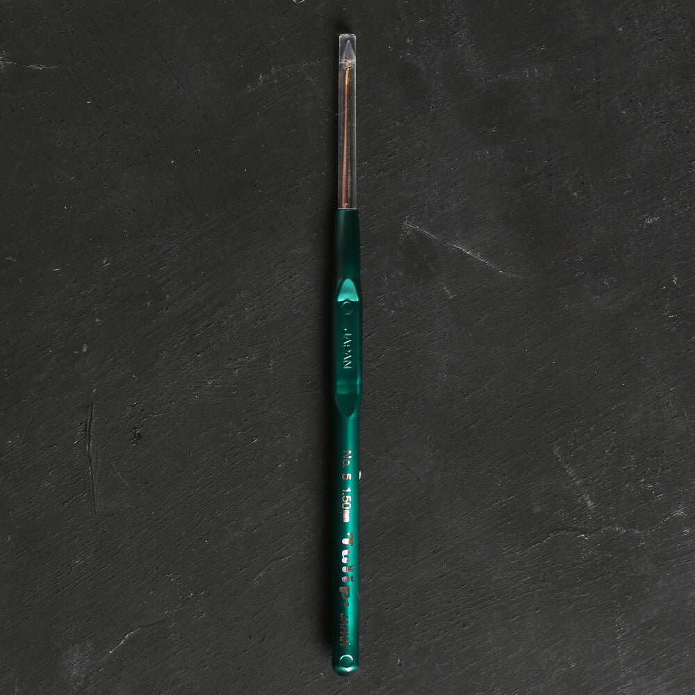 Tulip No.5 1.50 mm 14 cm Lace Crochet Hook with Cushion Grip, Green - T9G