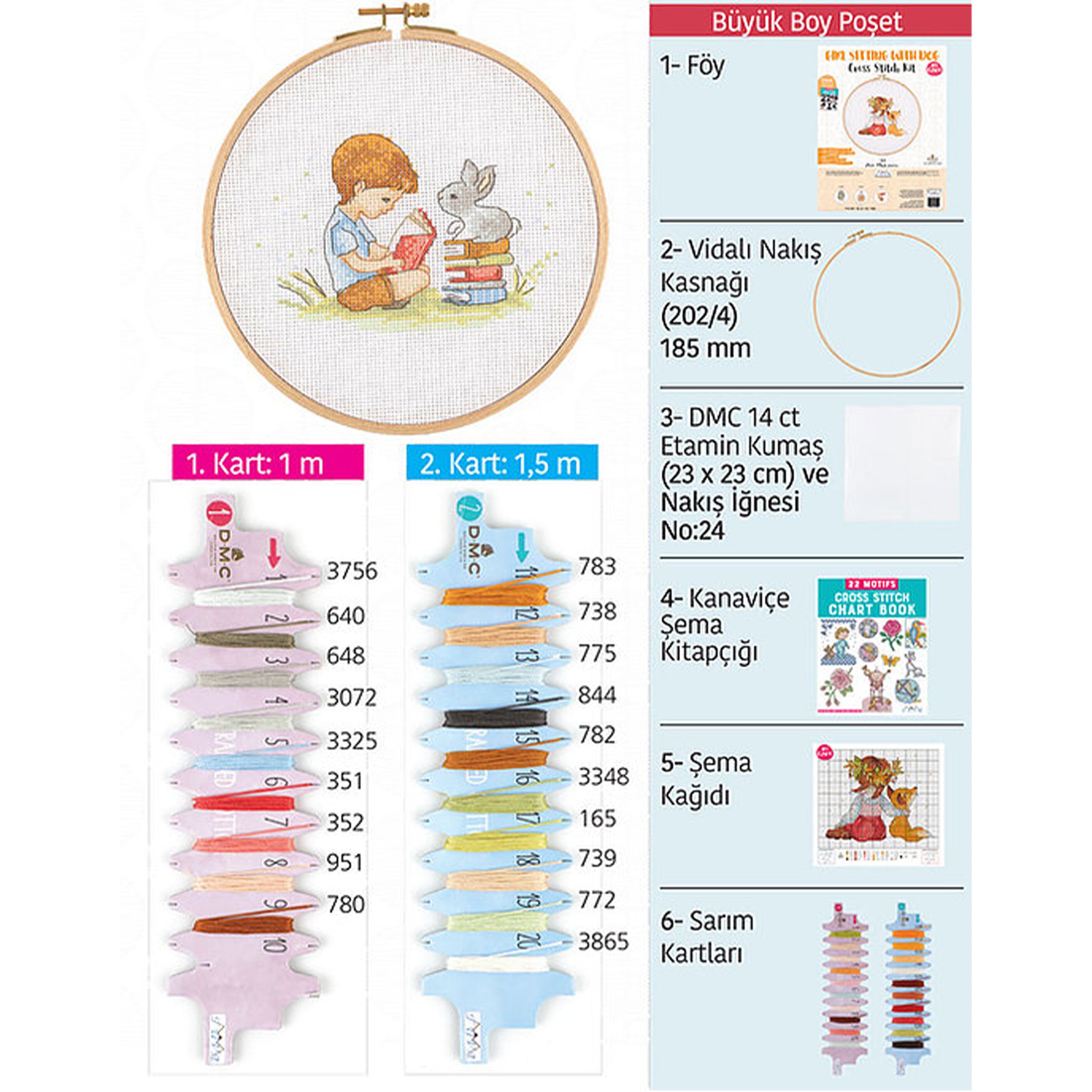 Tuva Cross Stitch Kit, Reading to Rabbit - E2001