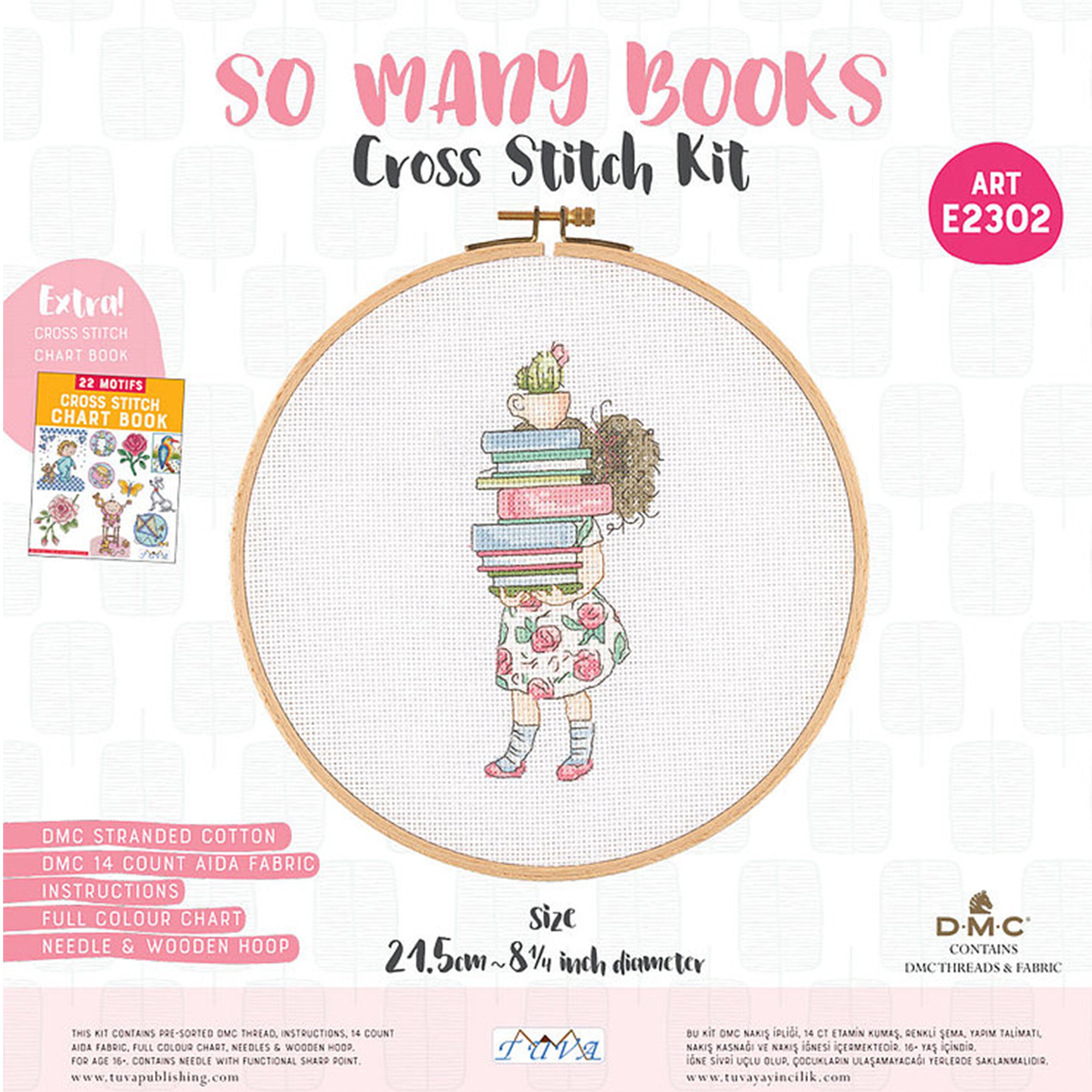 Tuva Cross Stitch Kit, So Many Books - E2302