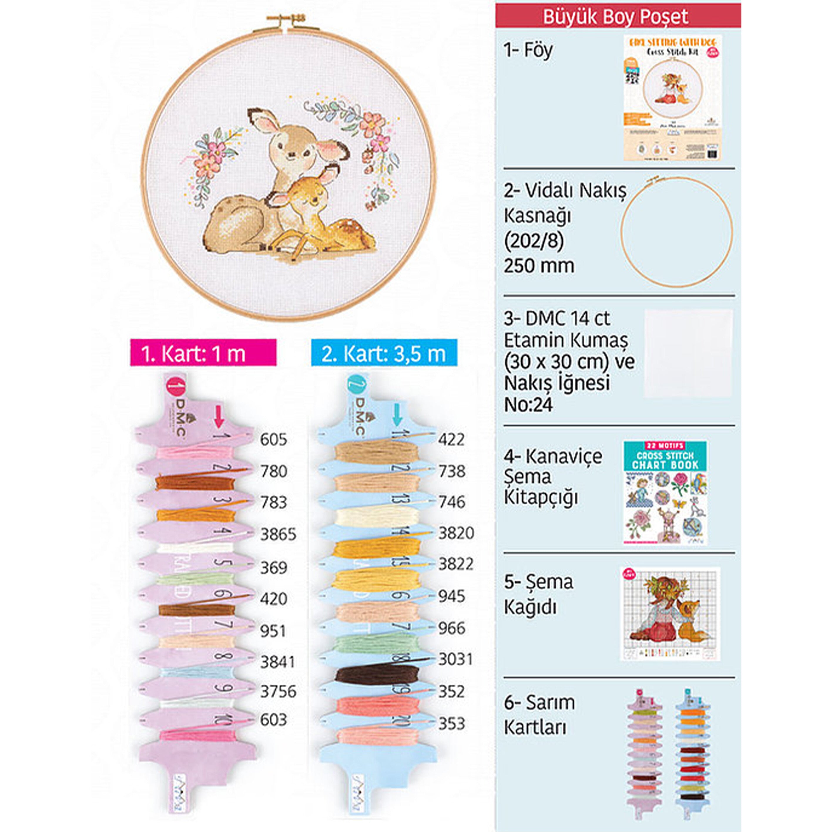 Tuva Cross Stitch Kit, Happy Baby Deer - E2604