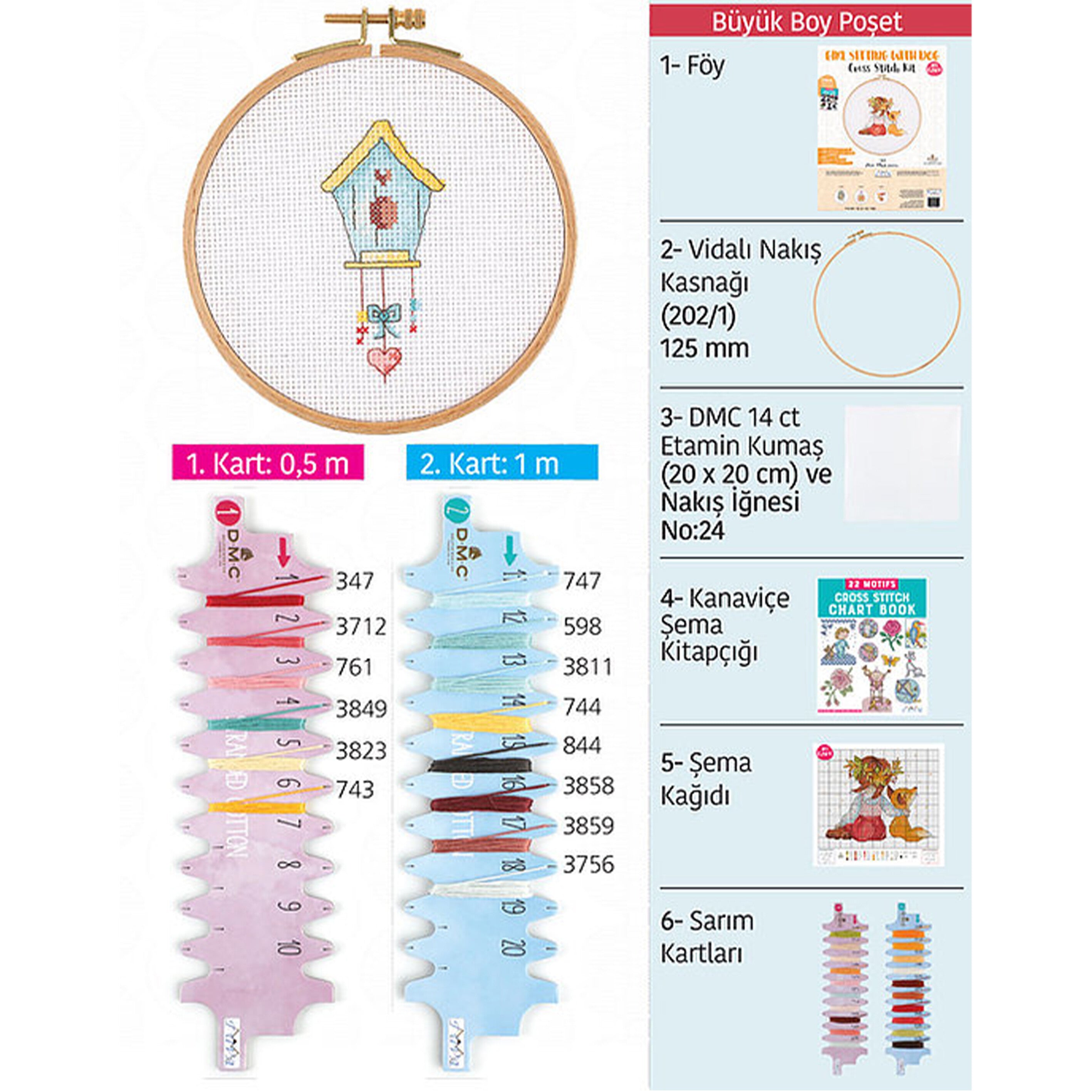 Tuva Cross Stitch Kit, Bird House - E1303