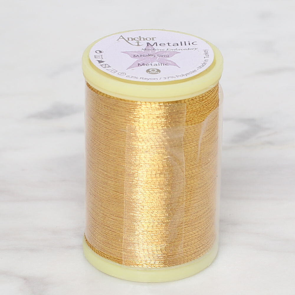 Anchor No:50 10g Metallic Machine Embroidery Thread, Yellow - 23741291