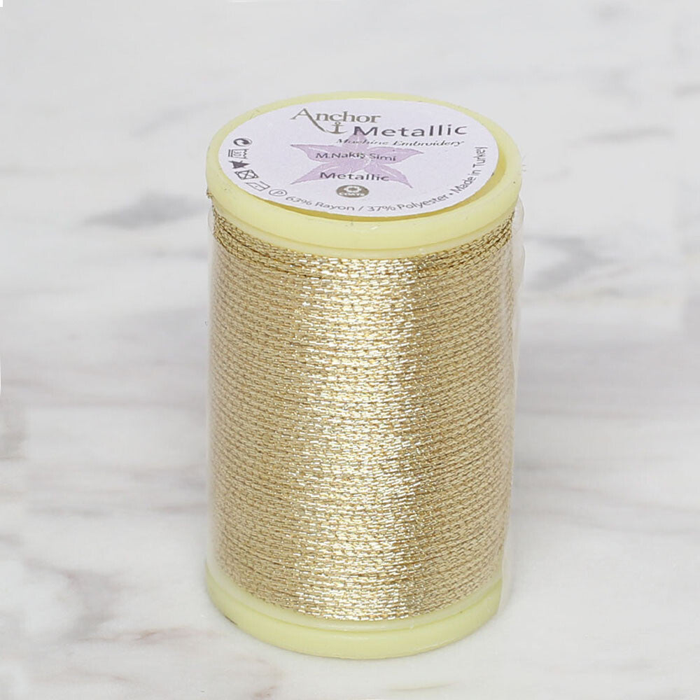 Anchor No:14 10g Metallic Machine Embroidery Thread, Yellow - 23504595