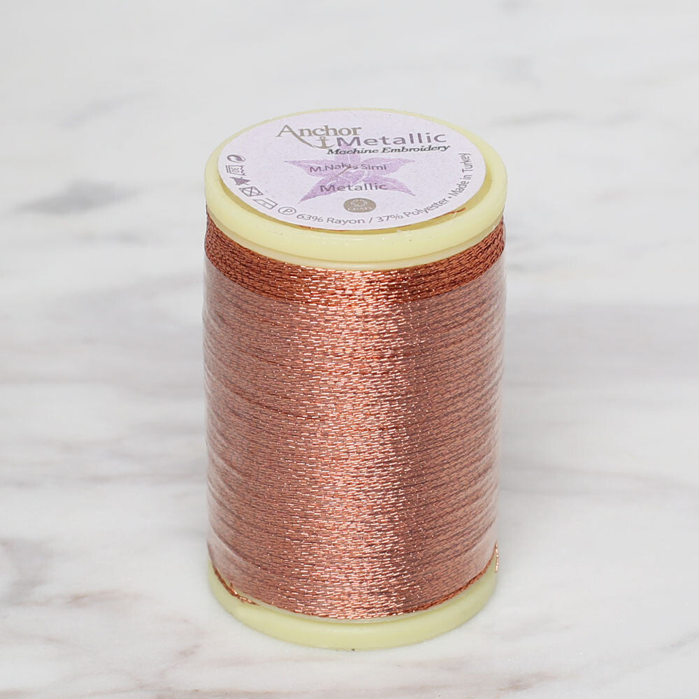 Anchor No:14 10g Metallic Machine Embroidery Thread, Brown - 20245206