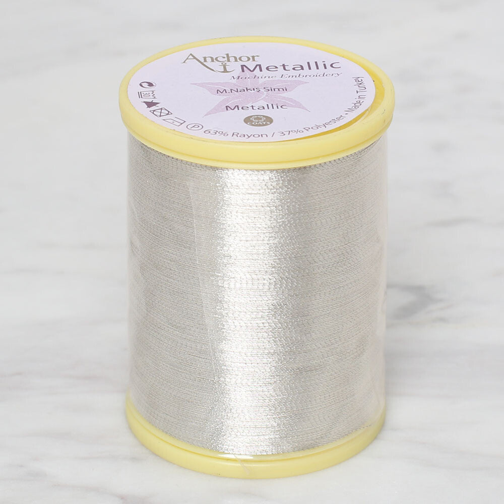 Anchor Metallic Hand Embroidery Thread, Grey - 4566L50-00001