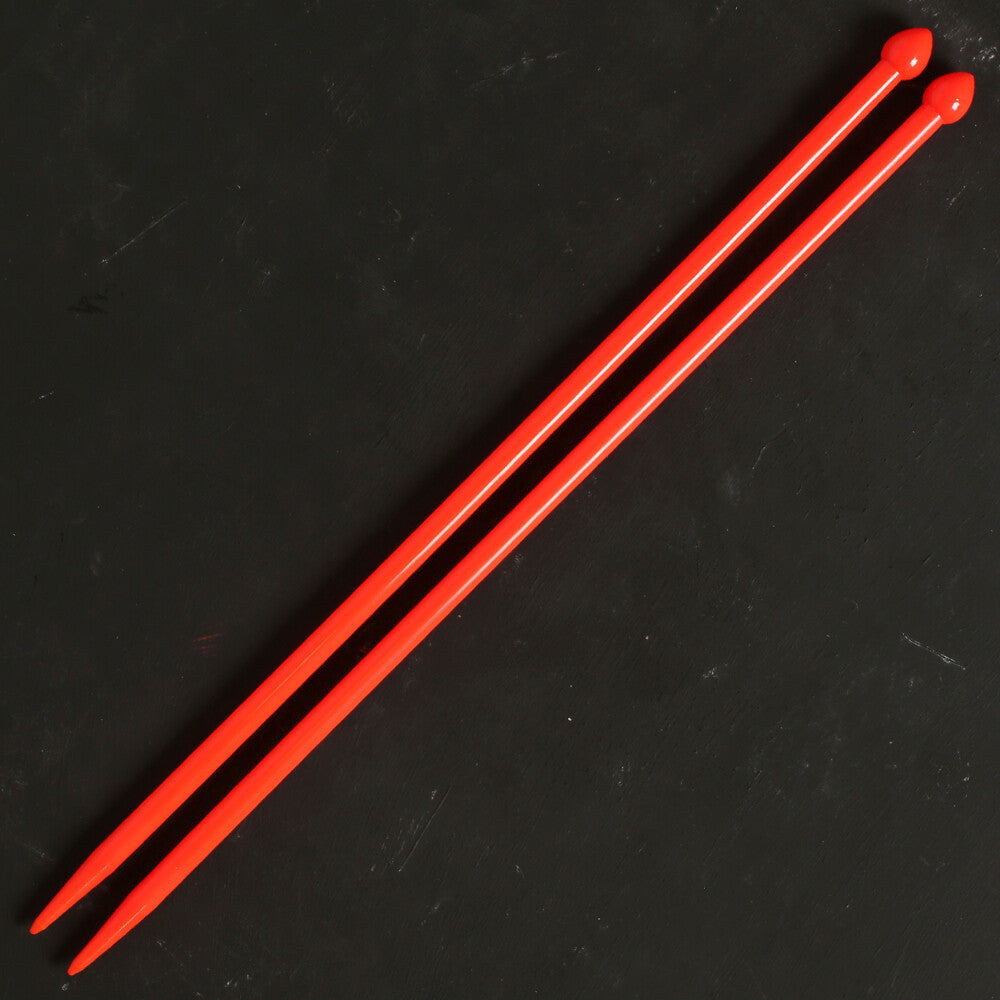 Pony Pearl 8 mm 35 cm Plastic Knitting Needle, Neon Orange - 33636