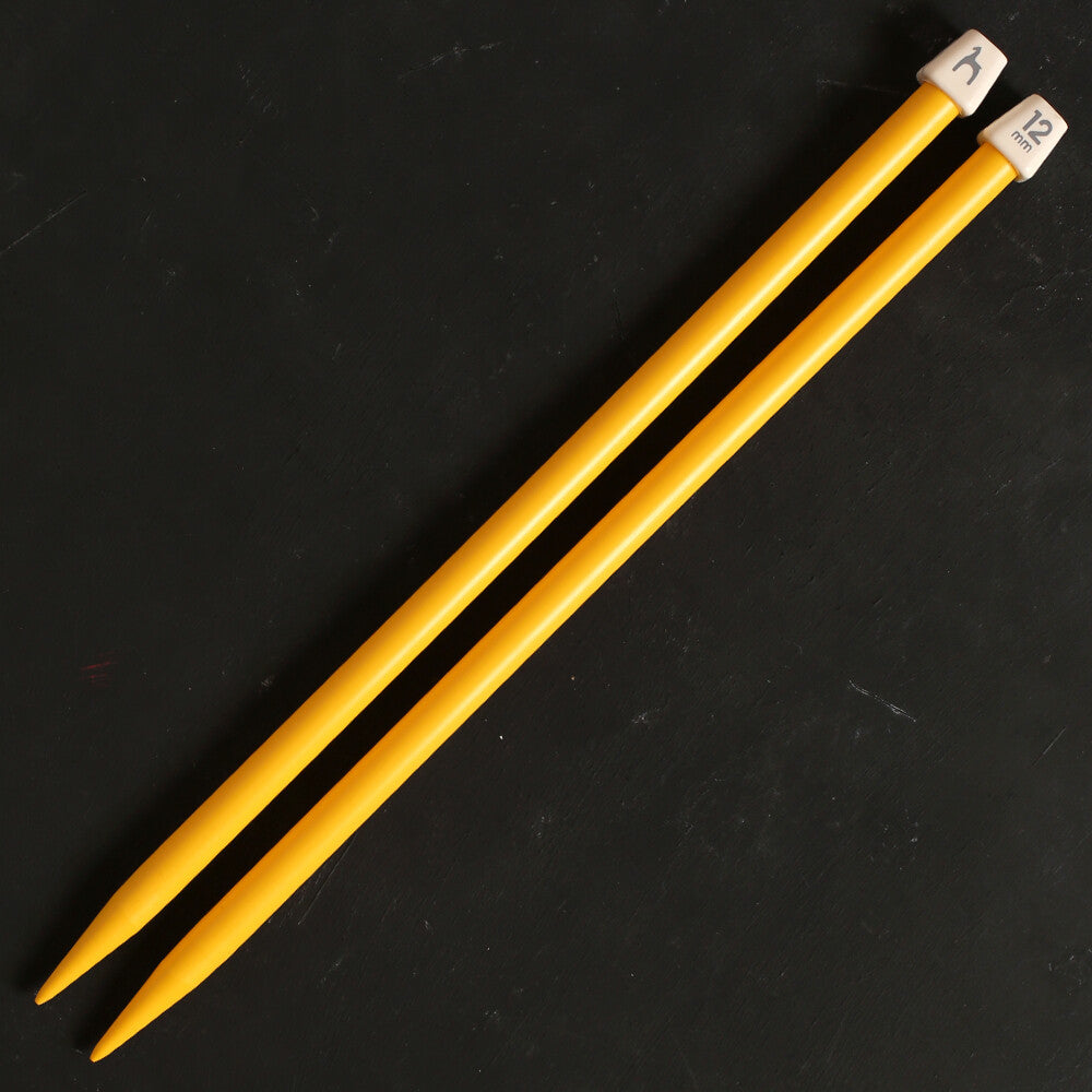 Pony Colour 12 mm 35 cm Plastic Knitting Needle, Yellow - 57670