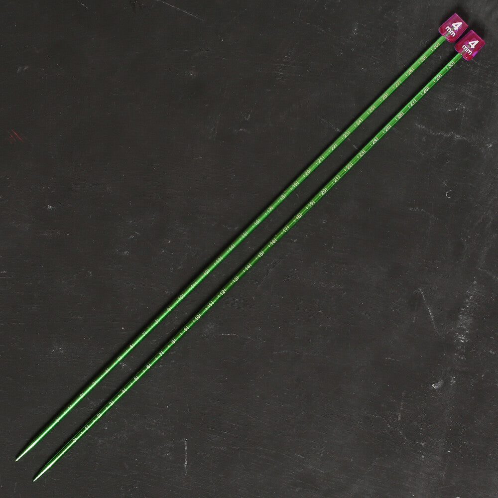 Pony Measure 4 mm 35 cm Aluminium Knitting Needles, Mid Green - 34509