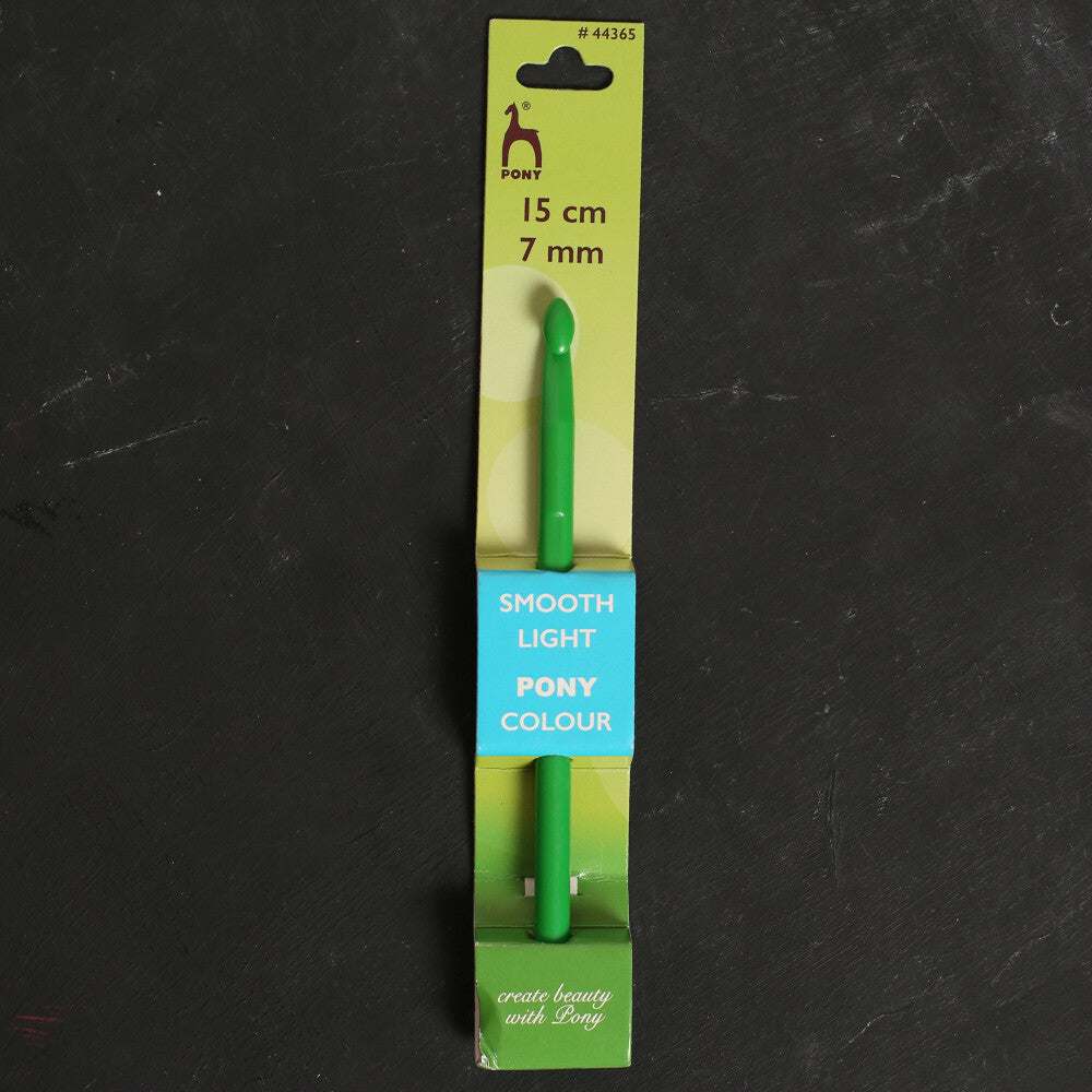 Pony Colour 7 mm 15 cm Plastic Crochet Hook, Green - 44365