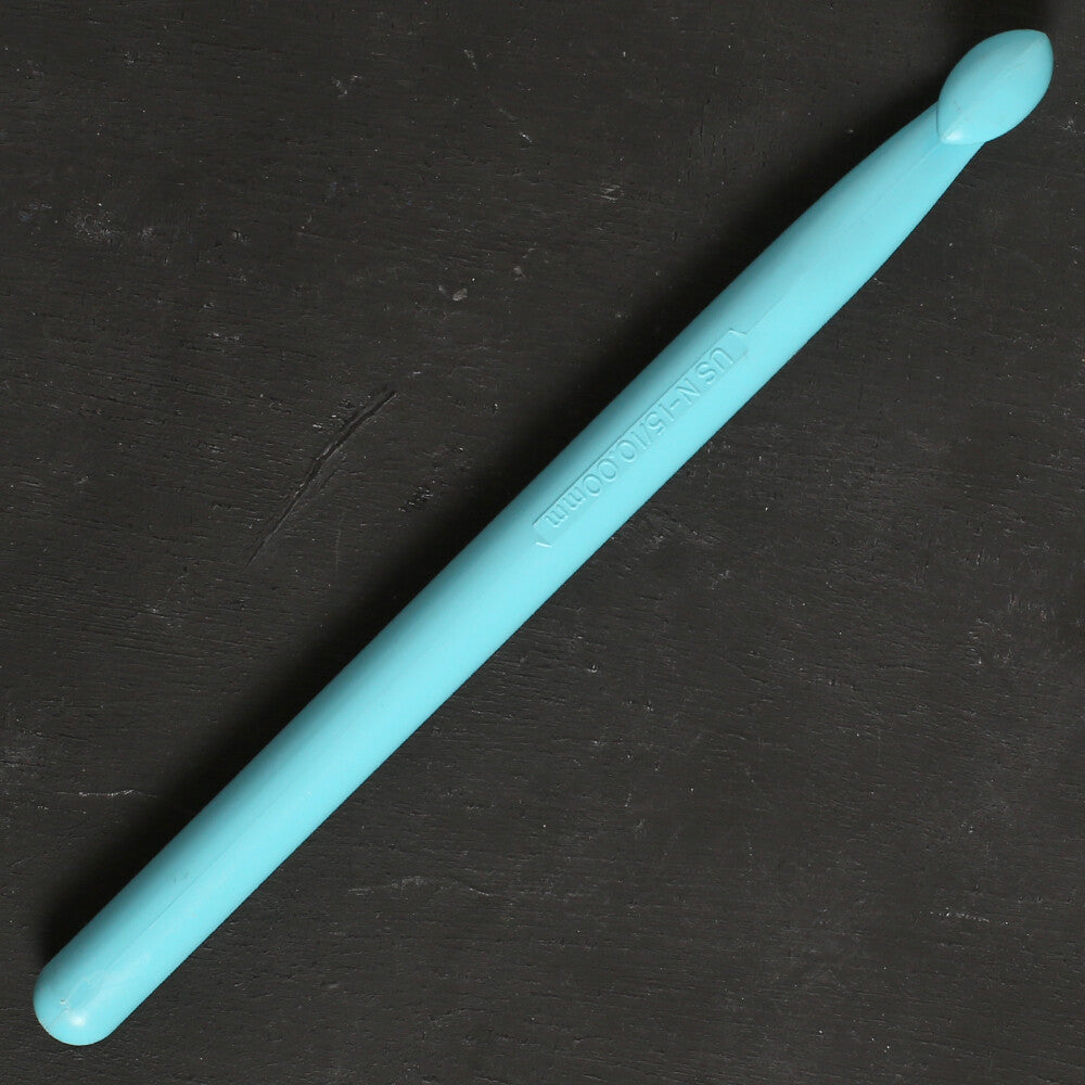 Pony Colour 10 mm 15 cm Plastic Crochet Hook, Turquoise - 44369