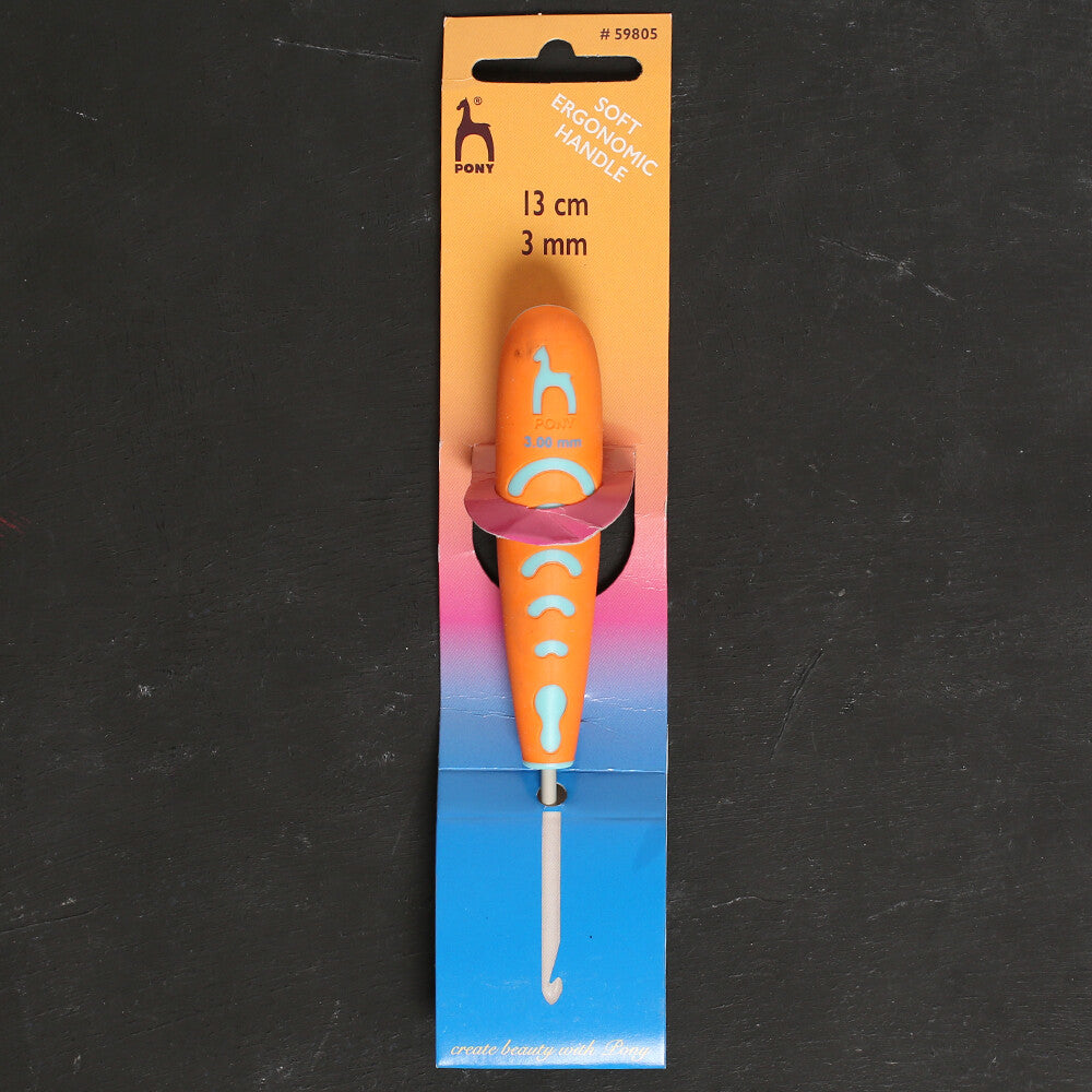 Pony 3 mm 13 cm Aluminium Crochet Hook with Soft Handle - 59805