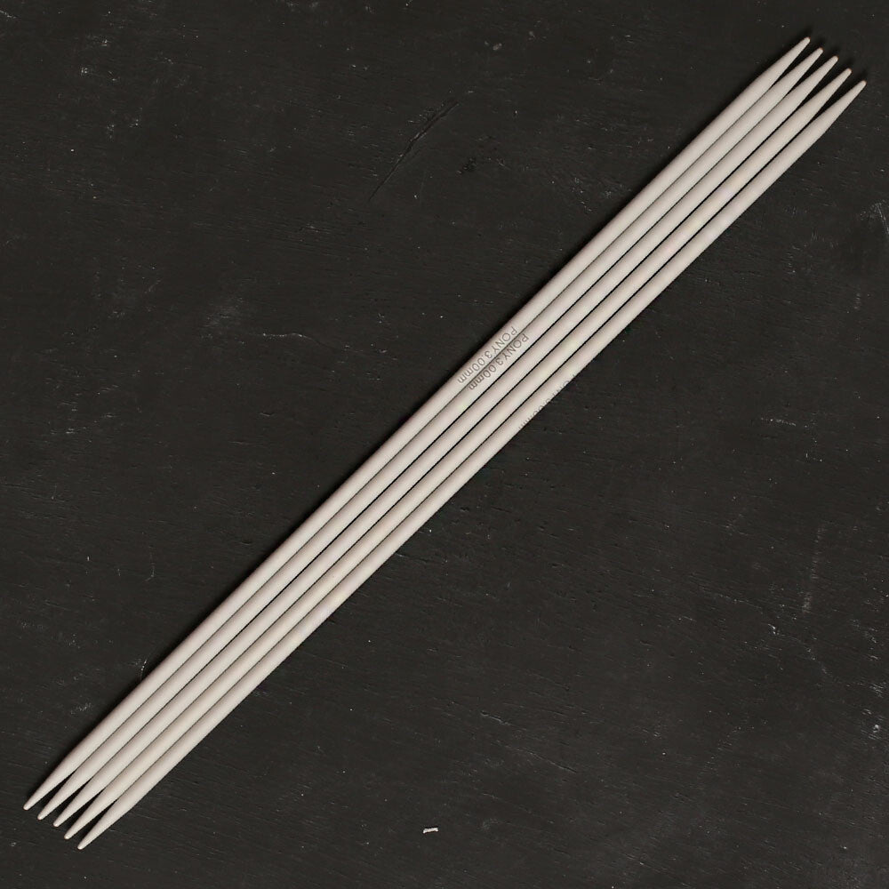Pony 3 mm 20 cm Aluminium Double Pointed Needles, Set of 5 - 36616