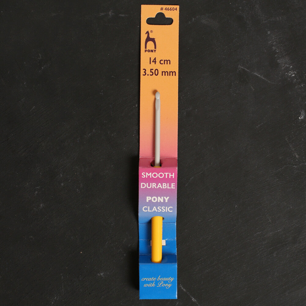Pony 3.5 mm 14 cm Plastic Handled Crochet Hook, Yellow - 46604