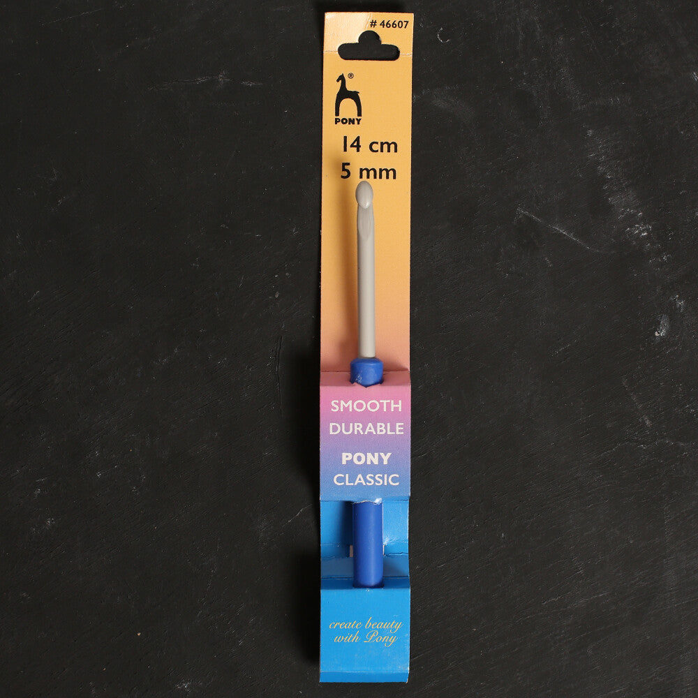 Pony 5 mm 14 cm Aluminium Crochet Hook with Handle, Blue - 46607