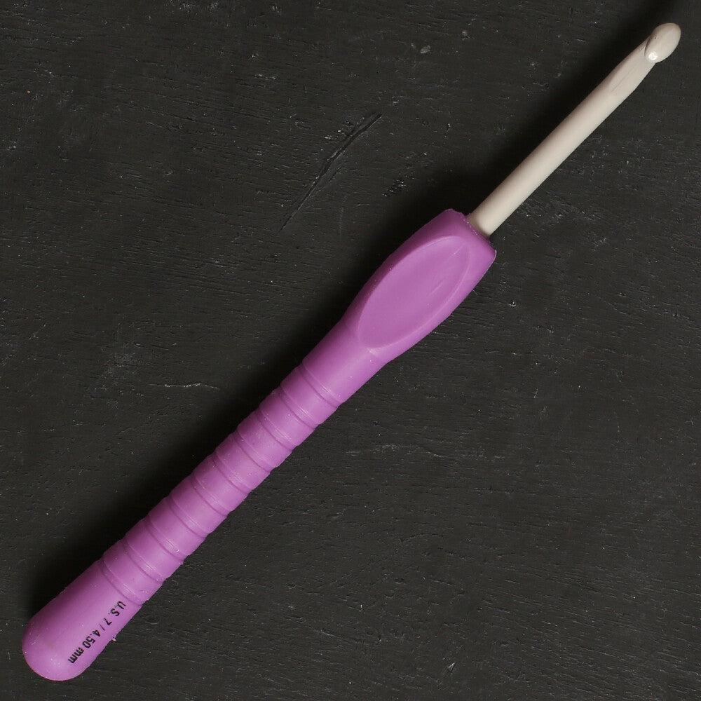 Pony Easy Grip 4.5 mm 14 cm Soft Handled Crochet Hook, Purple - 56806