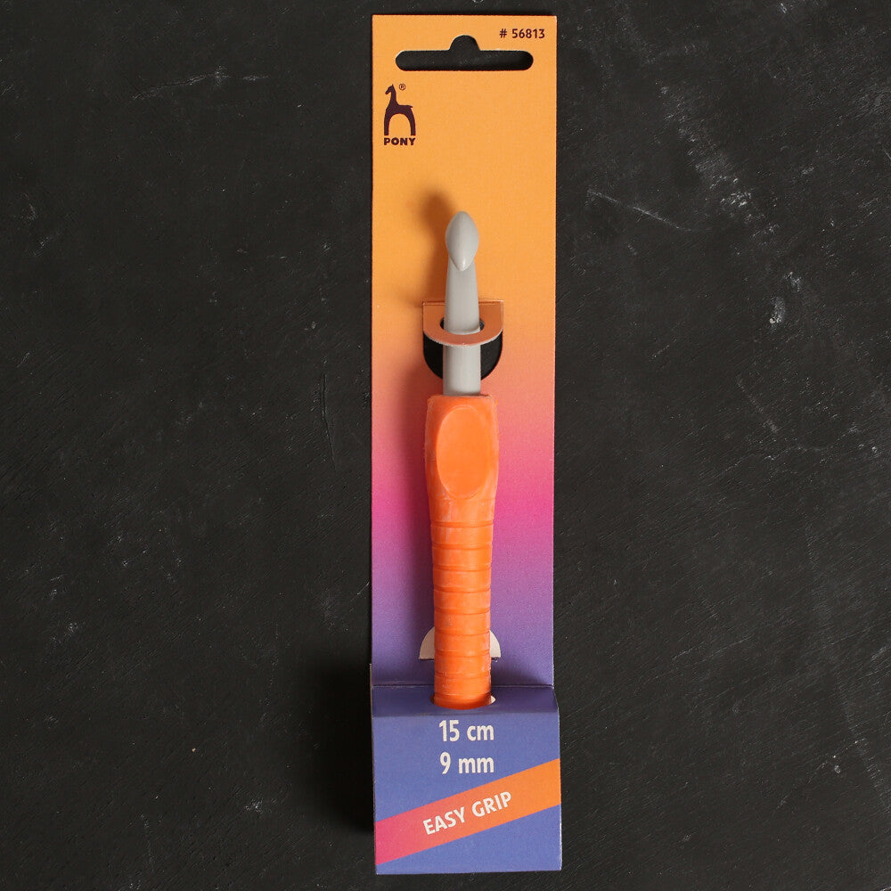 Pony Easy Grip 9 mm 15 cm Soft Handled Crochet Hook, Orange - 56813