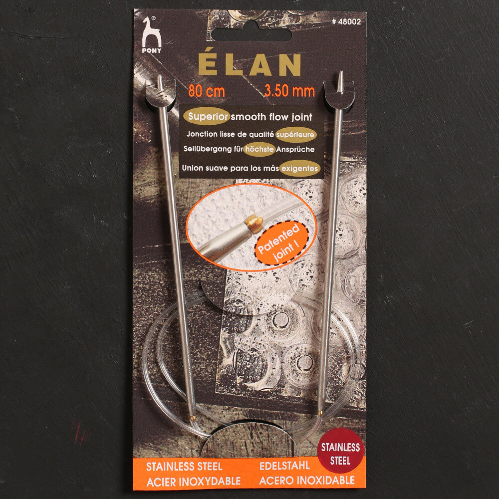 Pony Elan 3.5 mm 80 cm Stainless Steel Circular Needle - 48002