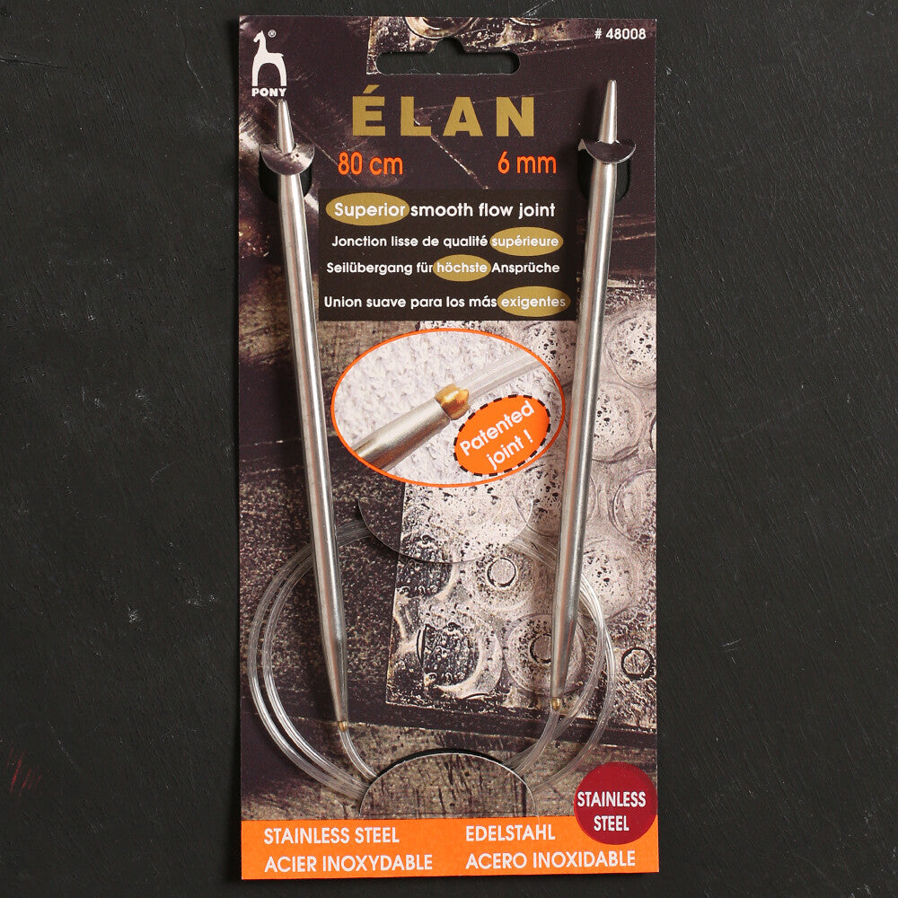 Pony Elan 6.00 mm 80 cm Stainless Steel Circular Knitting Needles - 48008