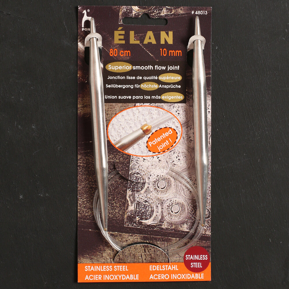 Pony Elan 10.00 mm 80 cm Stainless Steel Circular Knitting Needles - 48013