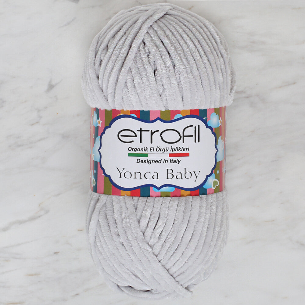 Etrofil Yonca Chenille Yarn, Light Grey - 70905