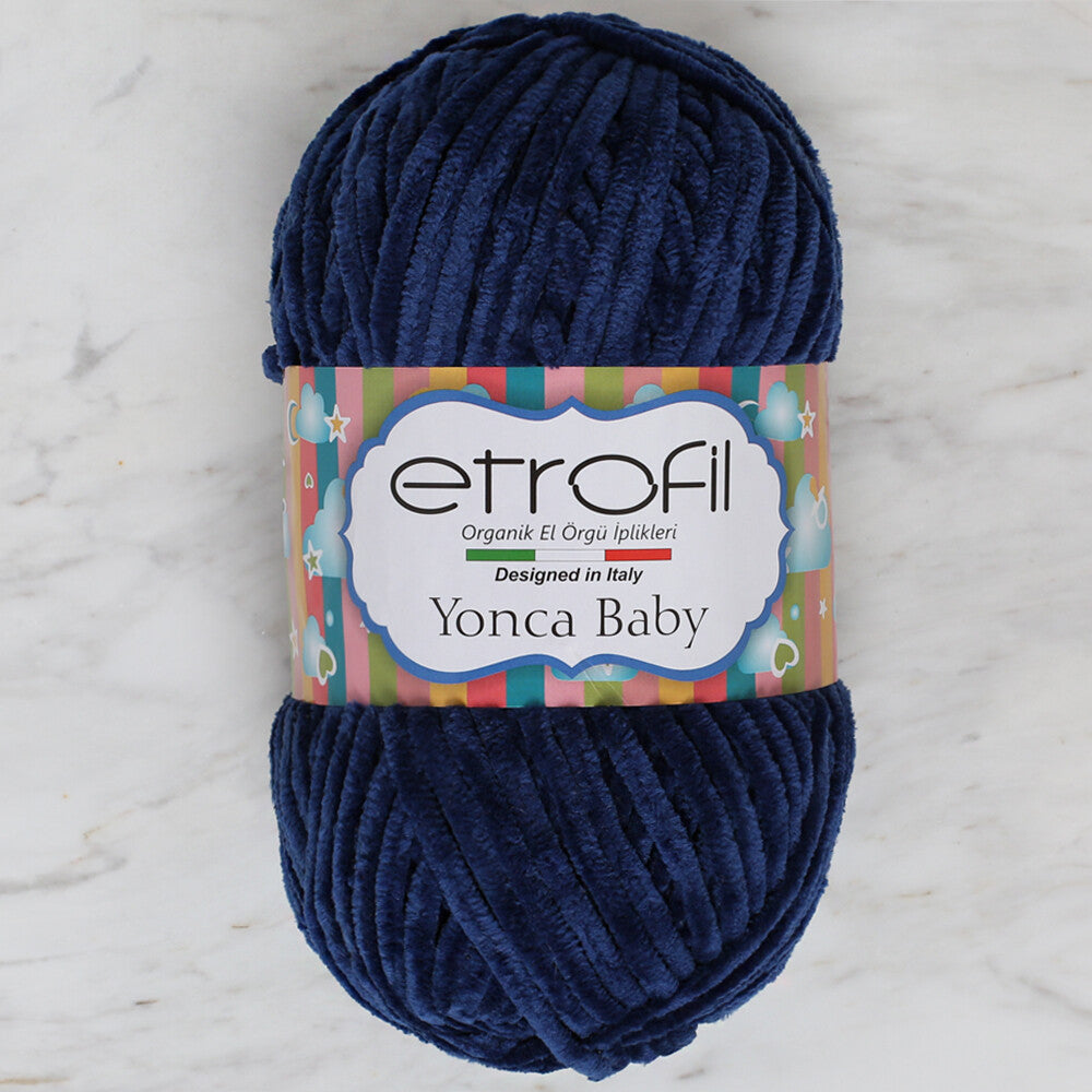 Etrofil Yonca Chenille Yarn, Navy - 70547
