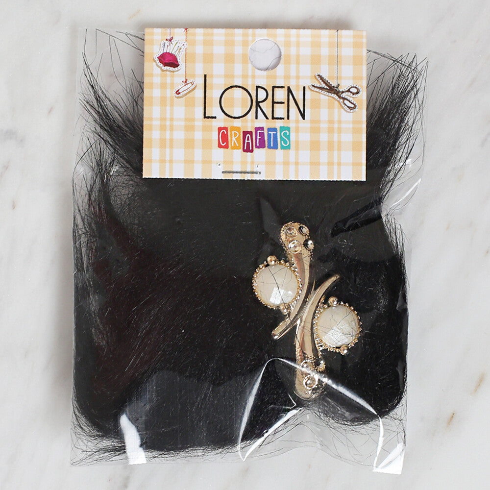 Loren 2 Pcs Faux Fur Fluffy Shoe Clip, Black