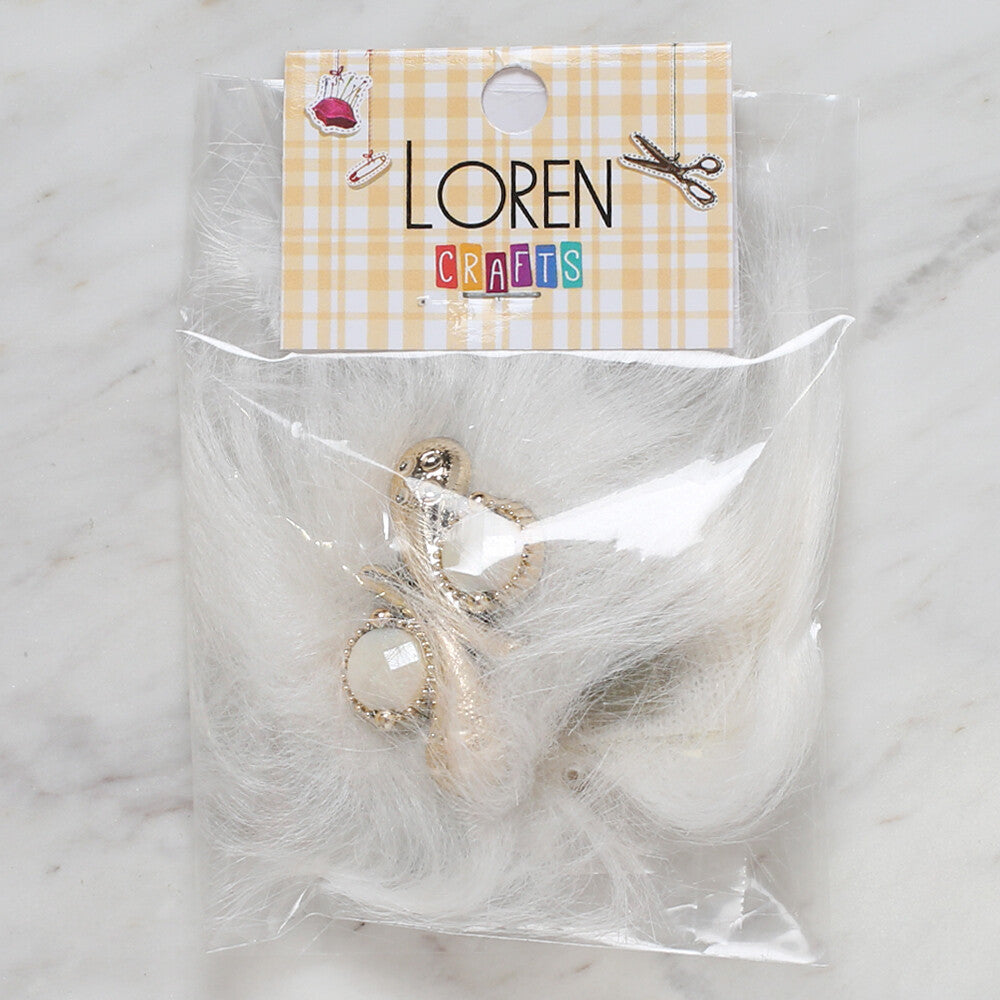 LOREN 2 PCS FAUX FUR FLUFFY SHOE CLIP, WHITE