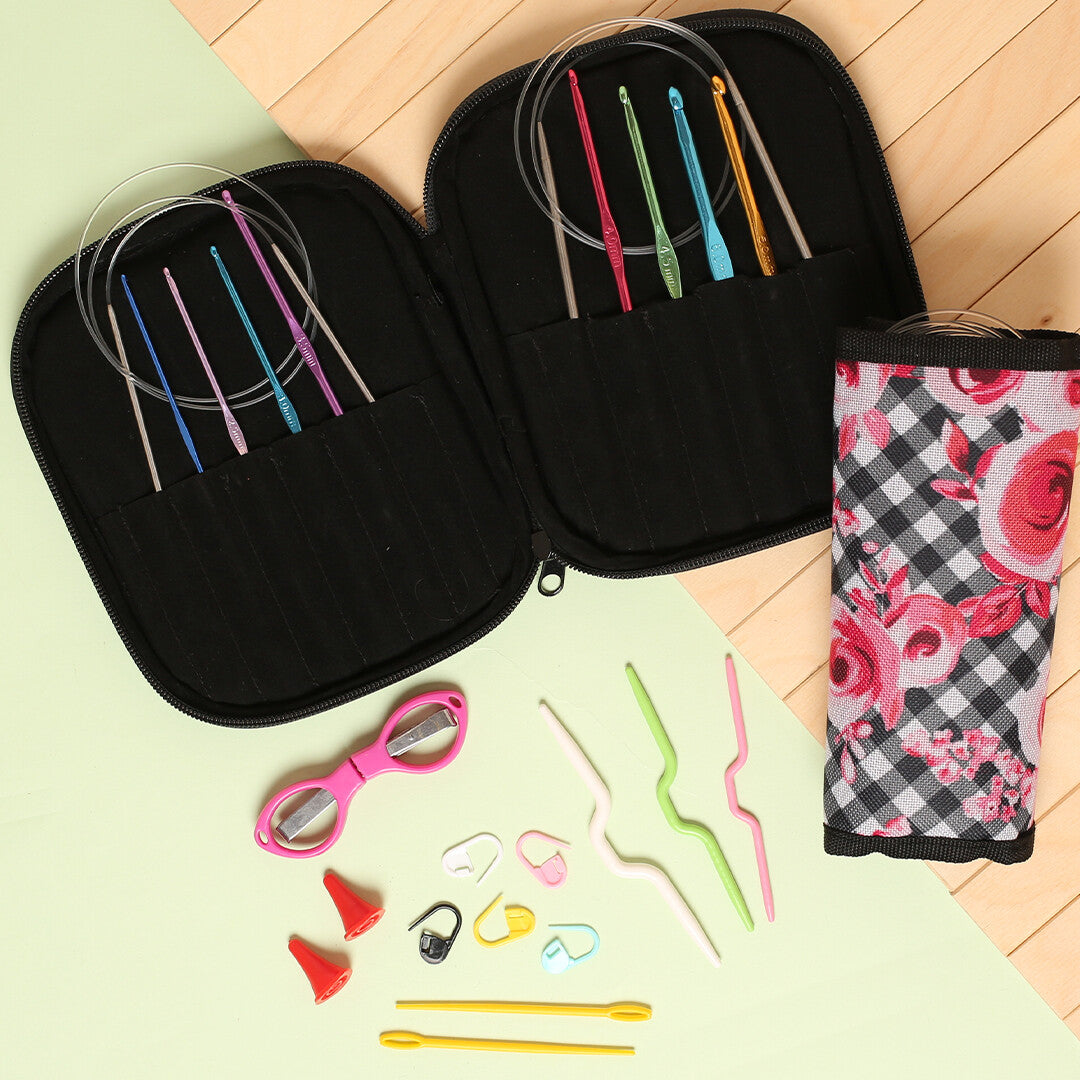 Loren Crochet Hook and Knitting Accessories Set with Case